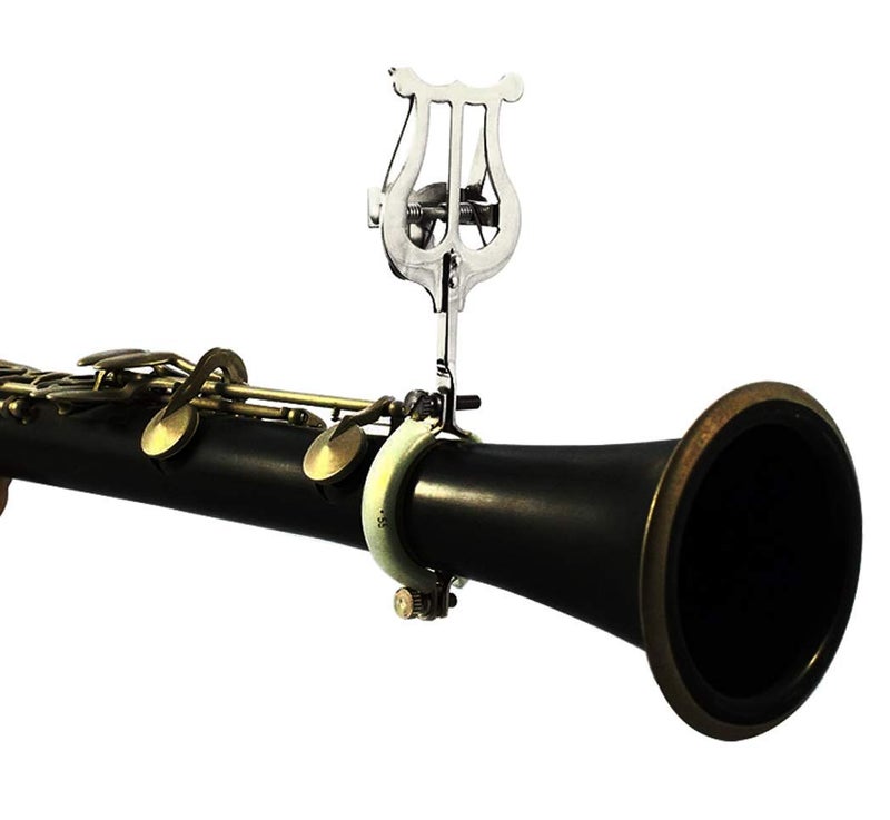 Fengtaike Clarinet Marching Lyre - Metal Clarinet Sheet Music Holder, Silver, B Flat, Modern Style, Marching Band - Image 1